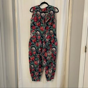 Vintage cotton floral jumpsuit / romper